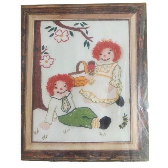 Vintage Sew Simple Inc. Raggedy Ann & Andy Crewel Kit Picnicing Craft Art - Picture 2 of 4